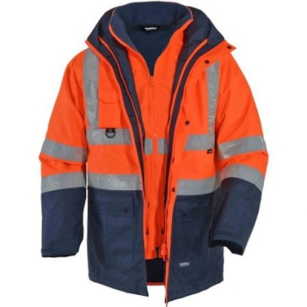 5İN1 Reflektörlü Parka & Kaban Turuncu-Lacivert