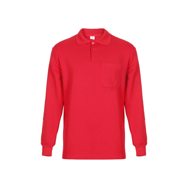 İki İplik Kırmızı Polo Yaka Sweatshirt