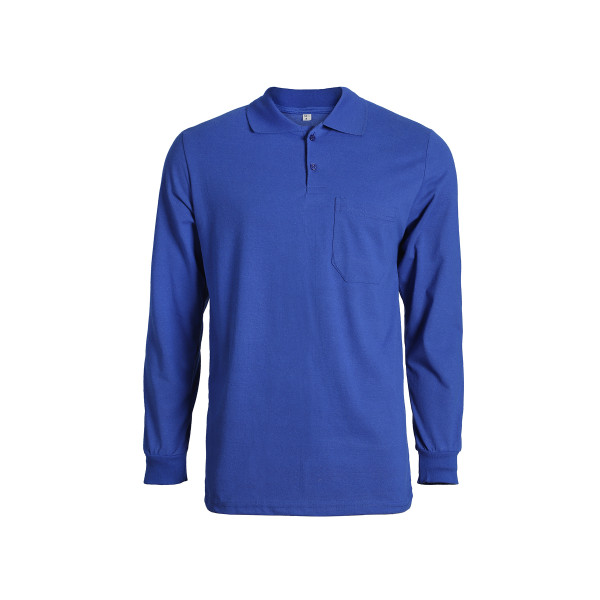 İki İplik Saks Mavi Polo Yaka Sweatshirt