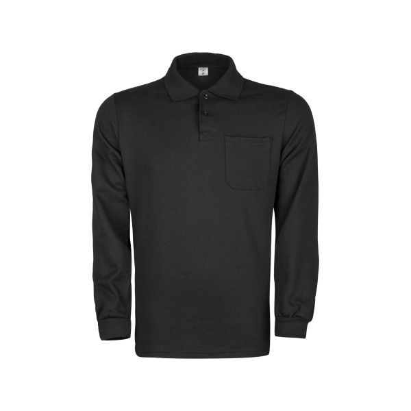 İki İplik Siyah Polo Yaka Sweatshirt