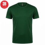 Green short-sleeve crew-neck T-shirt on white background with a red 3B Stok logo in the top-left corner.
