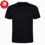 Black crew-neck short-sleeve T-shirt on white background (plain, no visible print)