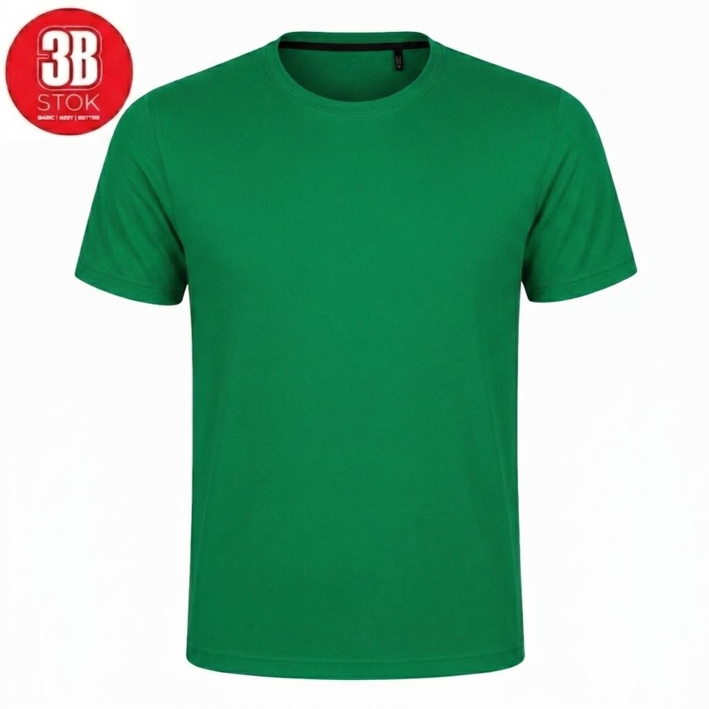 Solid green short-sleeve crew-neck T-shirt on a white background, front view.