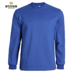Blue long-sleeve crewneck shirt with ribbed cuffs and a plain design, Stars Workwear branding visible in the top-left corner.