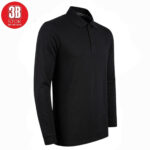 POLO YAKA UZUN KOLLU PAMUK PİKE (LYCRA PENYE) SİYAH 3B
