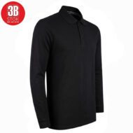 POLO YAKA UZUN KOLLU PAMUK PİKE (LYCRA PENYE) SİYAH 3B