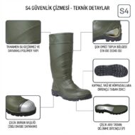 S4 PVC ARISAN ÇELİK BURUN ÇİZME HAKİ - Görsel 2