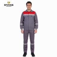 TEKNİK MODEL KIŞLIK İŞ TAKIMI GRİ-KIRMIZI MONT + PANTOLON
