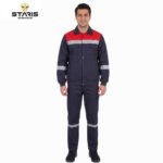 TEKNİK MODEL KIŞLIK İŞ TAKIMI LACİVERT-KIRMIZI MONT + PANTOLON